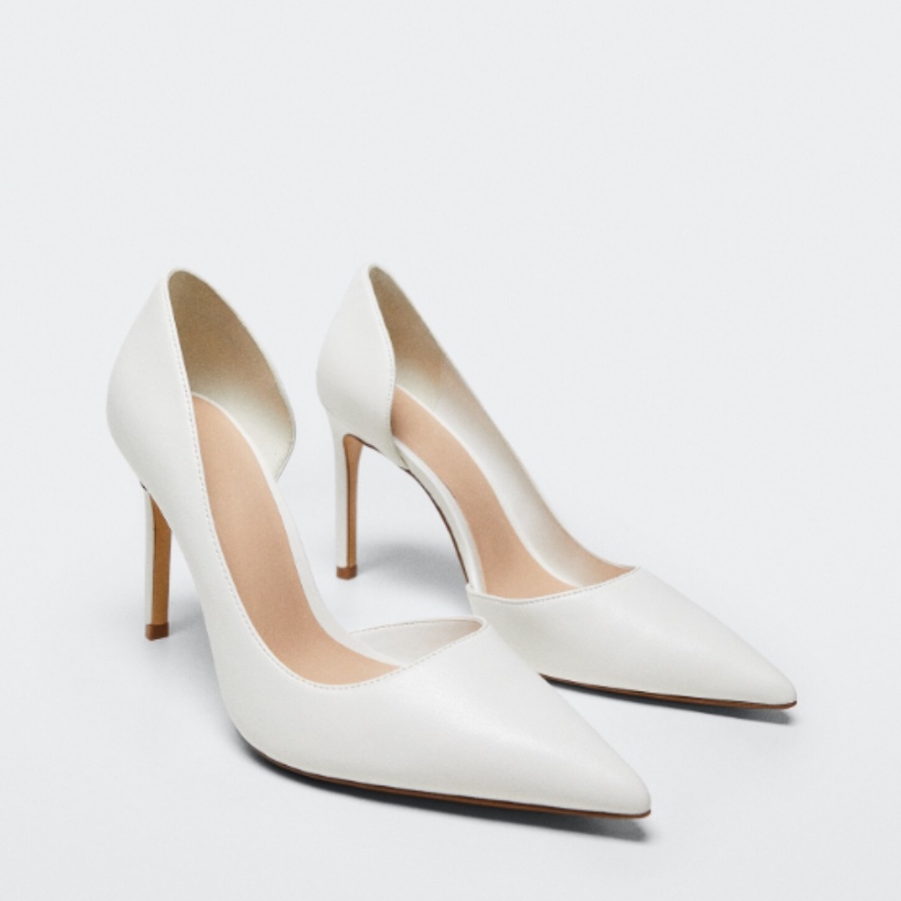 Mango White Pointed Toe Stiletto Heels